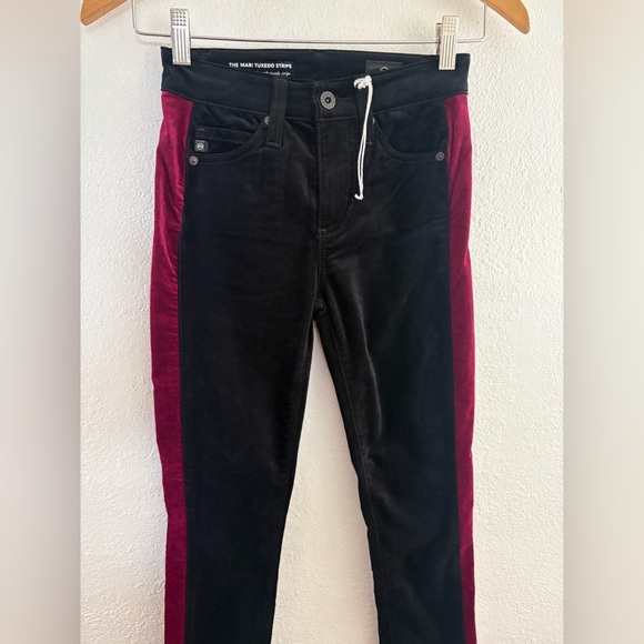 Adriano Goldschmied Mari Tuxedo Stripe High Rise Black Velvet Pants Size 23 - Picture 3 of 7